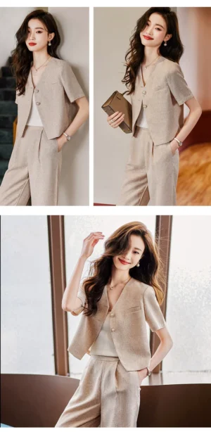 11 2026 Summer Petite Suit Set: Elegant Tailored Blazer & Skirt Ensemble