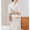 Baiyilan Elegant Blazer Dress Autumn Women Faux Two-piece Professional Office Lady Workwear